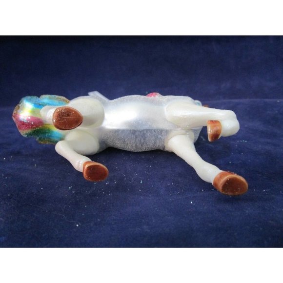 Unicorn Horse Rainbow Tail Mane Glitter Mercury Style Blown Glass Ornament New - Picture 5 of 11